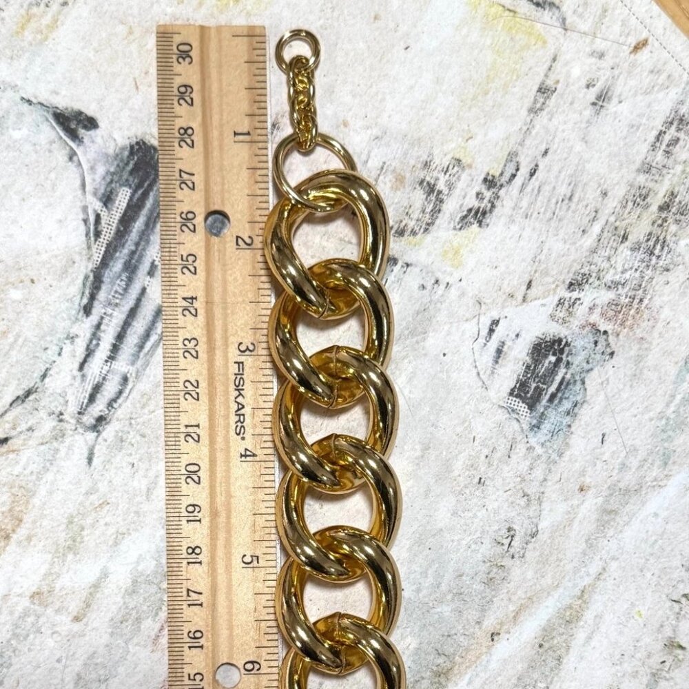 Diego Massimo Wide Gold Chain Bracelet - Picture 8 of 11